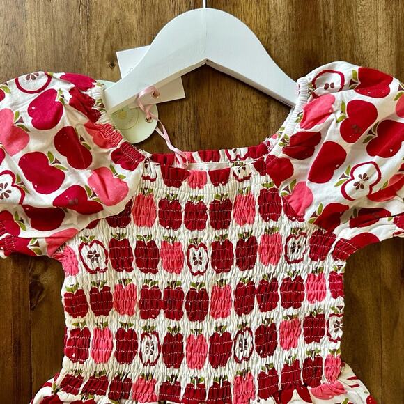 SweetHoney Smocked Romper - Covered In Apples 9 - Picture 3 of 7